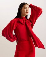 Robbiey Oversized Bow Silk Blouse