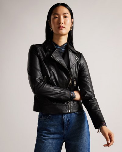 Ellaar Fitted Leather Biker Jacket