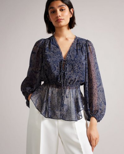 Mildrid Tie Front Blouse