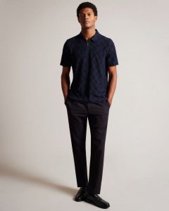 Maroc Short Sleeve Zip Jacquard Polo Shirt