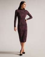 Elonar High Neck Midi Bodycon Dress