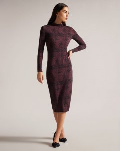 Elonar High Neck Midi Bodycon Dress