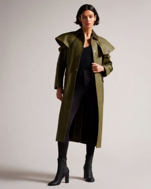 Alysiah Waxed Canvas Riding Coat With Cape