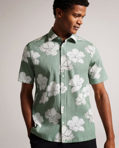 Coving Short Sleeve Large Floral Print Shirt