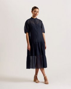 Pyla Oversized Organza Midi Shirt Dress