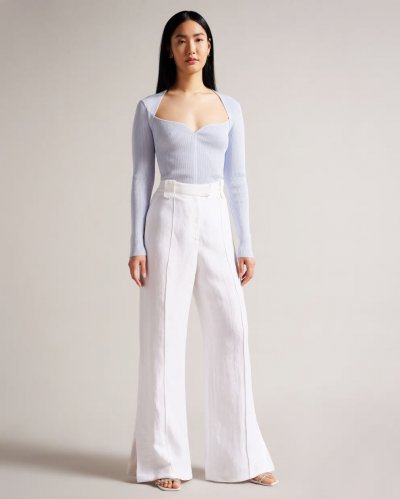 Astaat Wide Leg Tuxedo Trousers With Side Split