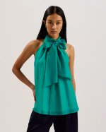 Tejeda Tie Neck Sleeveless Trapeze Top