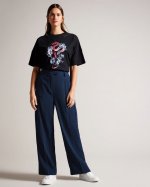 Roccio High Waisted Wide Leg Cargo Trousers