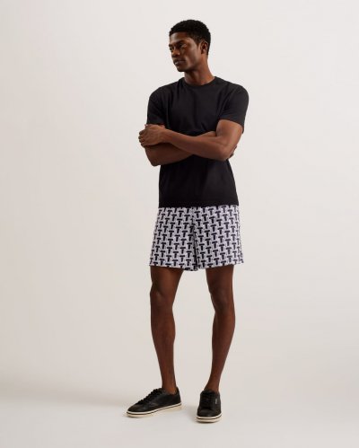 Rhins Textured T Print Elastic Shorts