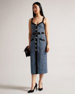 Diniiad Fitted Boucle Midi Dress