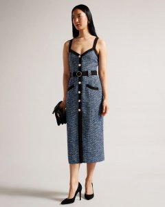 Diniiad Fitted Boucle Midi Dress