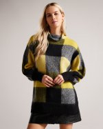 Dofadil Funnel Neck Brushed Check Jumper