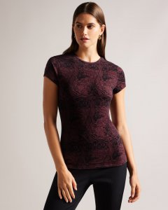 Ameliy Abstract Print Fitted T-Shirt