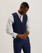 Perthws Slim Navy Twill Suit Waistcoat