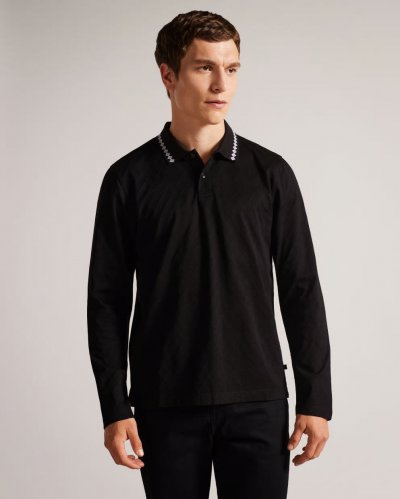 Holrood Long Sleeve Argyle Polo Shirt