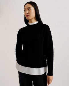 Lissiah Bobble Sleeve Mockable Jumper