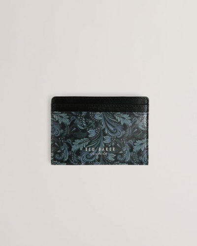 Paiis Paisley Print Leather Card Holder