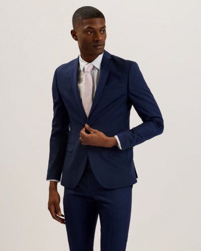 Perthjk Skinny Navy Twill Suit Jacket