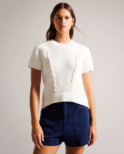 Leiygh Short Sleeve Cable Knit Jumper