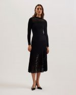 Latinia Textured A-Line Midi Dress