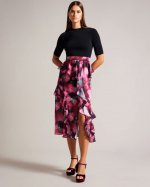 Darciia Fitted Knit Bodice Dress With Ruffle Skirt