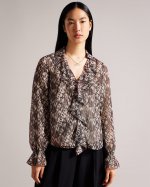 Bertei V Neck Ruffle Blouse