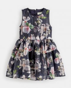 Naoko Sleeveless Floral Print Burnout Dress