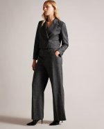 Jaiddet Wide Leg Marled Wool Trousers