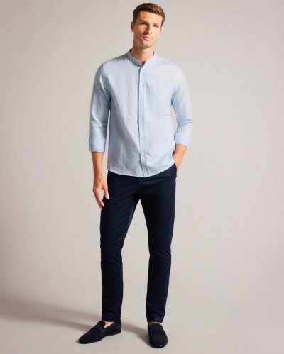 Granan Linen Grandad Collar Shirt