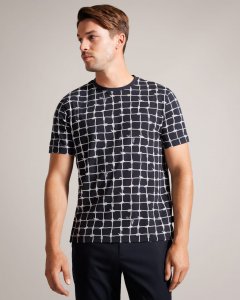 Naidow Short Sleeve Check Print T-Shirt