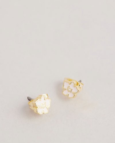 Lenana Magnolia Enamel Stud Earrings