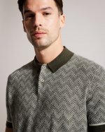 Waldun Zig Zag Knit Polo Shirt