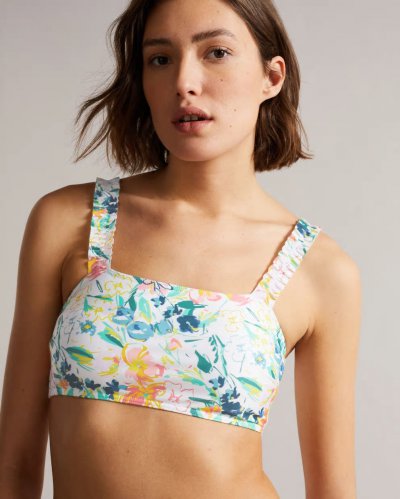 Malray Floral Ruffle Bikini Top