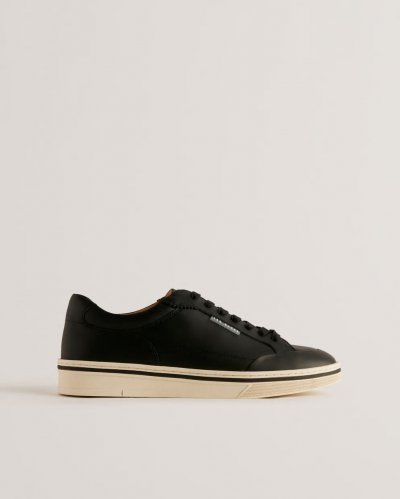 Hampstd Leather Contrast Detail Court Trainers