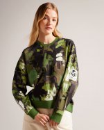 Hensely Flocked Camo Print Jumper