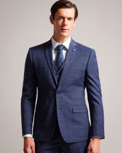 Chelarj Wool Blend Check Suit Jacket