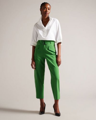 Gracieh High Waist Tapered Cargo Trousers With Belt