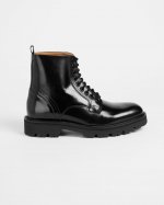 Mascy Chunky High Shine Leather Ankle Boots