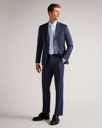 Perthjs Slim Navy Twill Suit Jacket