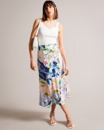 Salleey Asymmetric Twist Slip Skirt