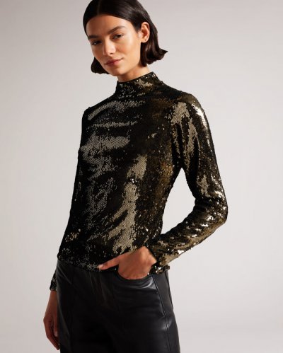 Lovato Long Sleeve Sequin Top