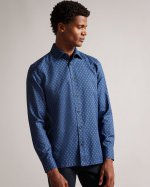 Sanlon Long Sleeve Diamond Print Shirt