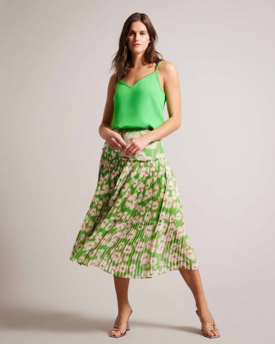 Maryin Floral Pleated Midi Skirt