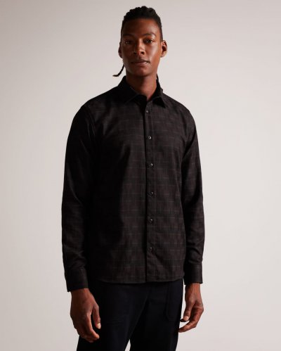 Zunray Long Sleeve Woven Check Shirt