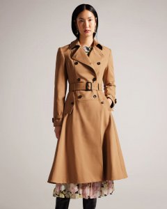 Mayiah Double Breasted Trench Coat With Full Skirt