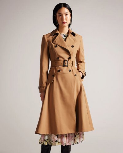 Mayiah Double Breasted Trench Coat With Full Skirt