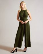 Verete Halter Neck Jumpsuit With Wrap Bodice