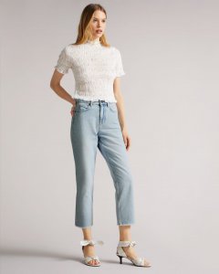 Nellin Straight Leg Raw Hem Denim Jeans