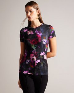 Karlyaa Painted Floral Print Fitted T-Shirt