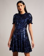 Zayyla Sequin Puff Sleeve Mini Dress